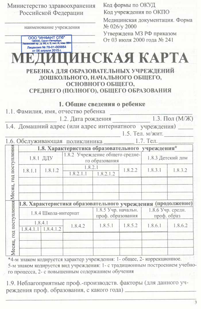 Купить медицинскую карту ребенка по форме 026/у заполненную Купить медицинскую карту ребенка по форме 026/у заполненную