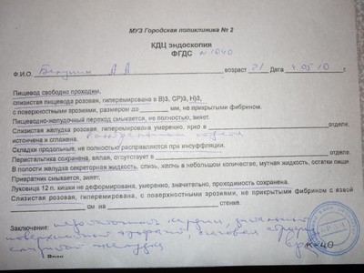 Медицинские справки ФГДС